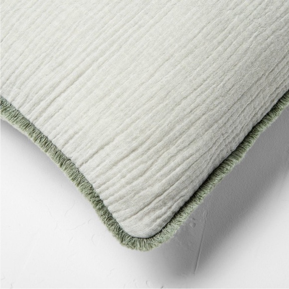 Casaluna Sage Green 14” x 48” Lumbar Pillow with Green Edging - Picture 1 of 8